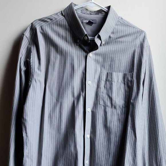 Eddie Bauer Gray Pin Striped Button Down Shirt Size Large - Picture 8 of 14